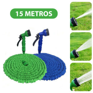 Mangueira Jardim Expansível 15 Metros Resistente Jatos D Água Cor:Verde