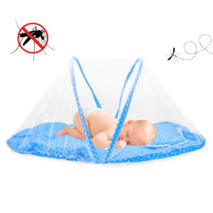 Mini Berço De Bebe Portatil Com MosNinho Acolchoado Cor:Azul